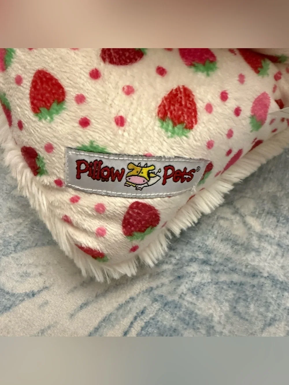 Pillow pet Plush pink strawberry Cow Pet Toy Pink and Cream Soft Stuffed animal